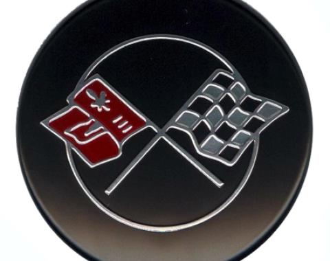 Corvette Rally Wheel Crossed Flag Logo Decal, 1968-1982