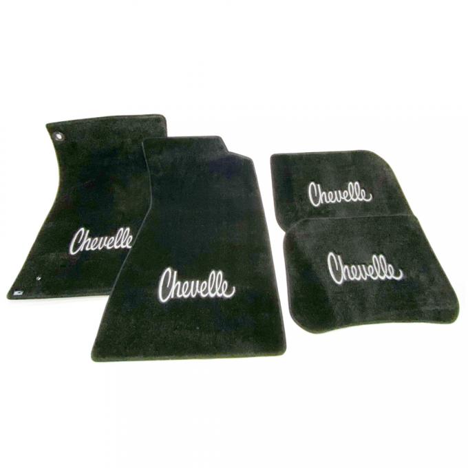 Chevelle Floor Mats, 4 Piece Lloyd® Ultimat™ , with Silver Chevelle Embroidery, Black, 1968-1972