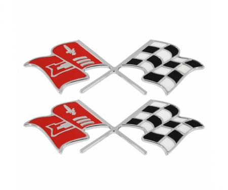 Trim Parts 58-60 Corvette Front Fender X-Flag Emblem, Pair 5155
