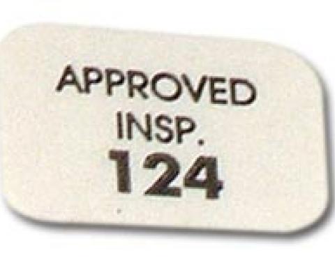 Corvette Heater Core Housing Inspection Approval Decal, 1956-1962