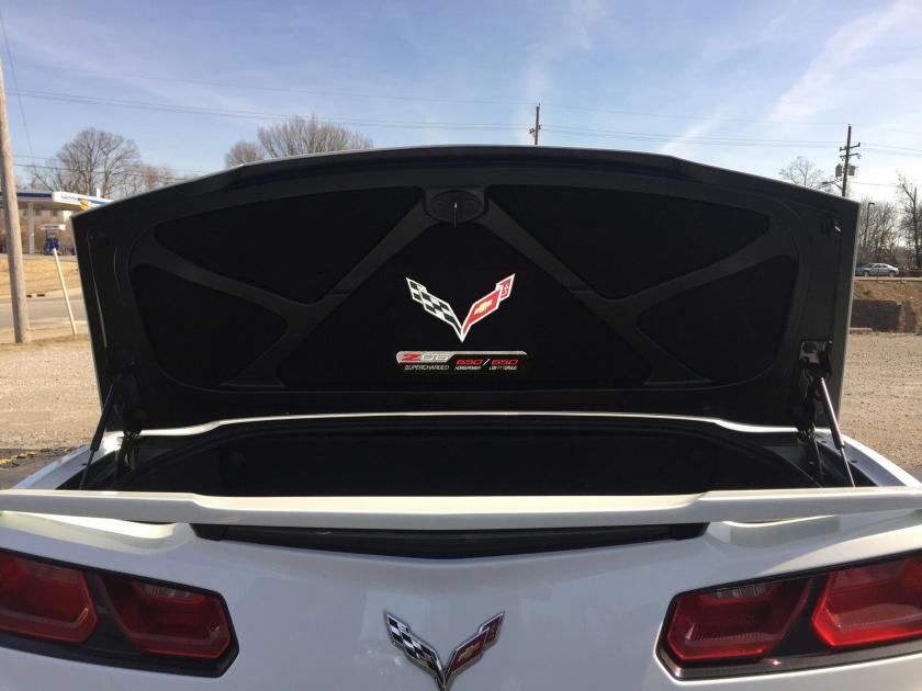 Corvette Trunk Lid Inner Liner, C7 Z06 Supercharged Logo, Black, 5