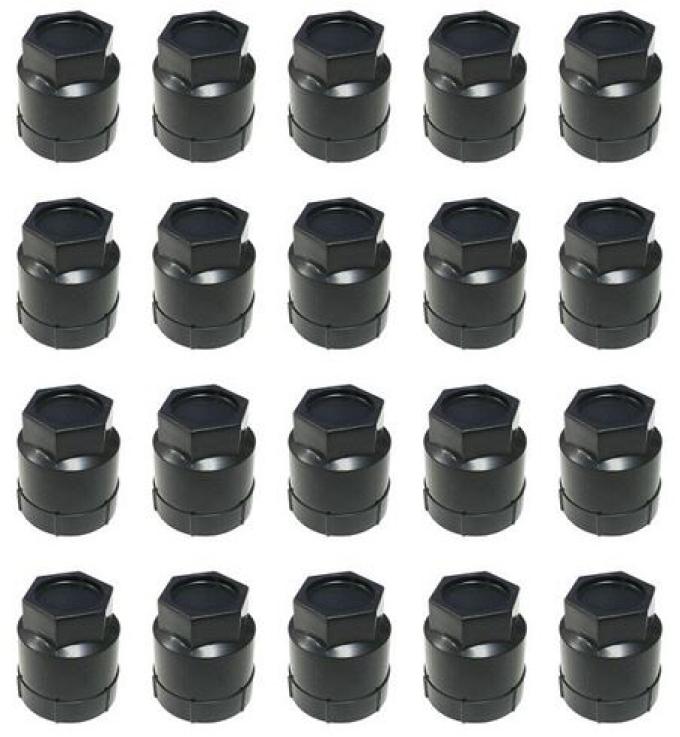 Redline Restomotive® 1984-1999 Chevrolet Corvette 20 Piece Black Wheel Lugnut Cap / Cover Kit