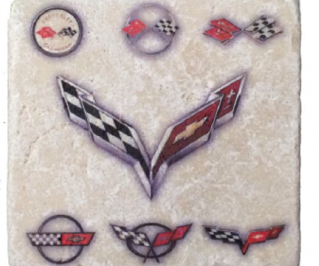 Corvette Generation Stone Tile Coaster, Light Stone, Set of 4