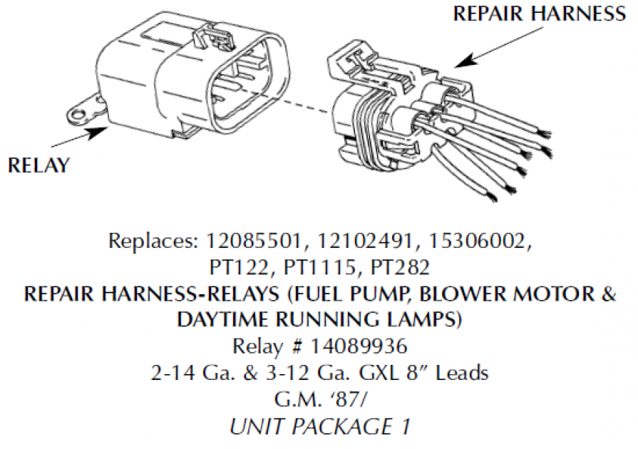 Corvette Repair Harness, Cooling Fan Relay, 19881994 Corvette Depot