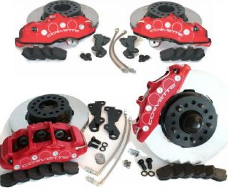 SpeedDirect 1965-1982 Corvette Disc Brake Conversion Kit, Front/Rear, Slotted Rotors & Red Calipers