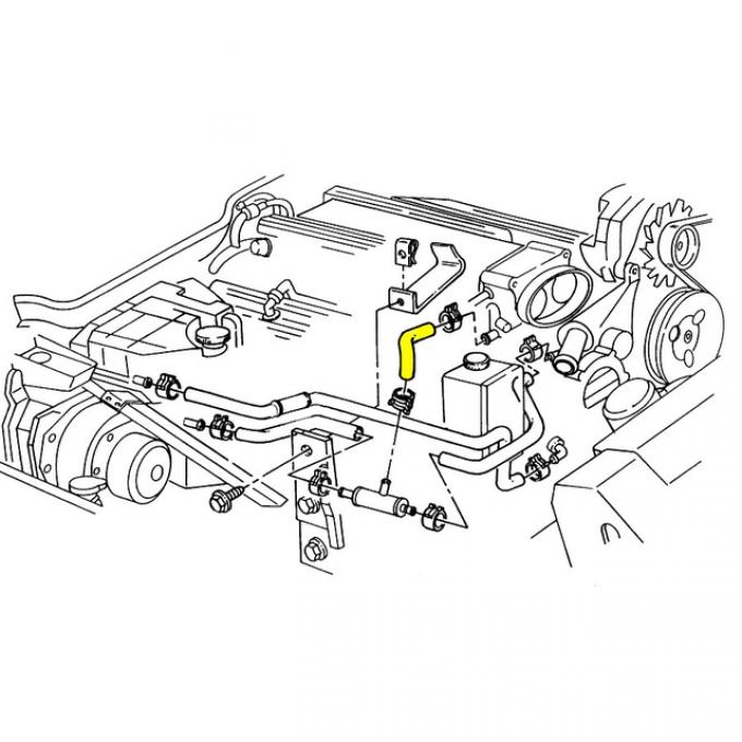 Corvette Heater Hose, Throttle Body Coolant Outlet to Tee Fitting, LT1