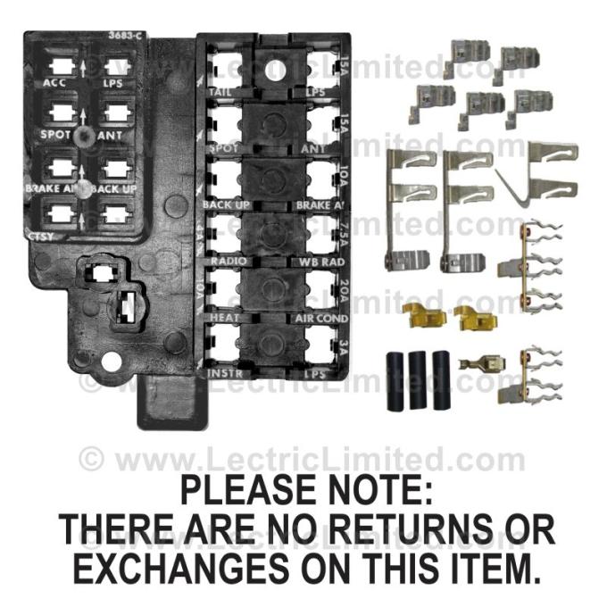 Lectric Limited 1958-1962 Chevrolet Corvette Fuse Block Repair Kit VRK5862FB