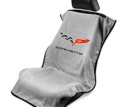 Seat Armour 2005-2013 Corvette Seat Towel, Gray with C6 Logo SA100COR6G