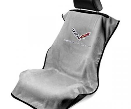 Seat Armour 2014-2019 Corvette Seat Towel, Gray with C7 Logo SA100COR7G