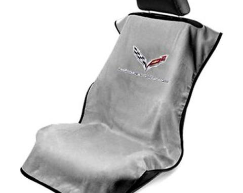 Seat Armour 2014-2019 Corvette Seat Towel, Gray with C7 Logo SA100COR7G