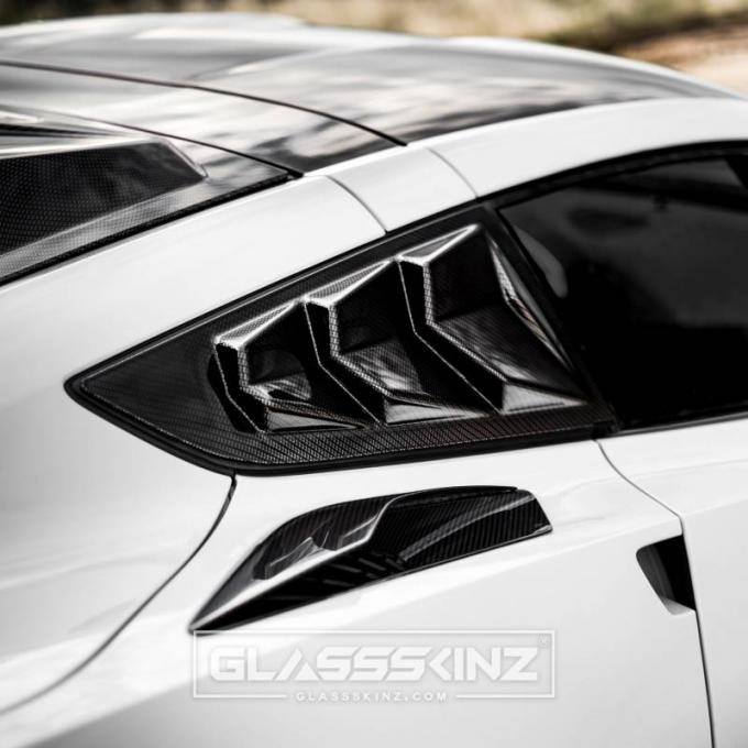 GlassSkinz 2014-19 Corvette Bakkdraft Quarter Louvers C7BAKKDRAFT-QTR WINDOW | Black Gloss Gba GB8