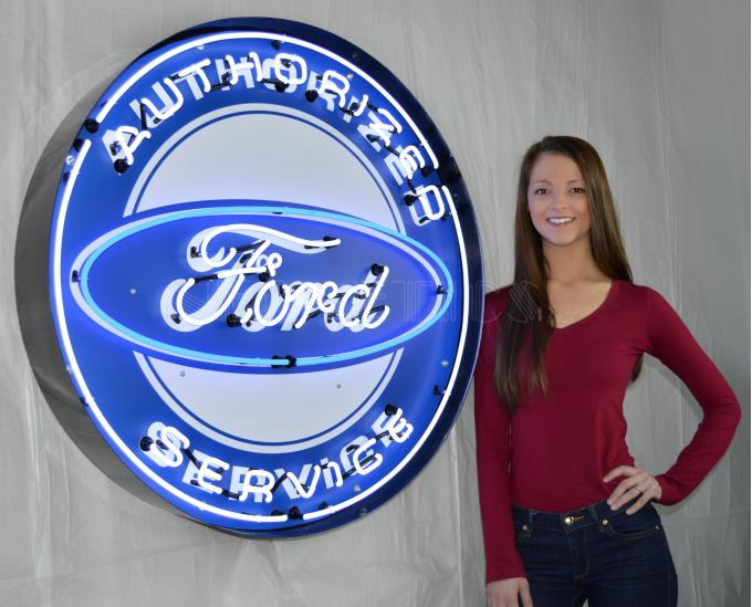 Neonetics Big Neon Signs in Steel Cans, Authorized Ford Service 36 Inch Neon Sign in Metal Can