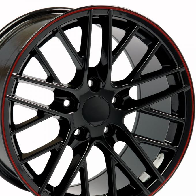 17" Fits Chevrolet - C6 ZR1 Wheel - Black Red Band 17x9.5
