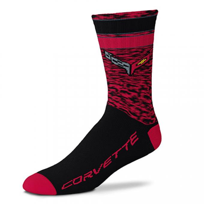2020 Corvette Red Heather Crew Socks
