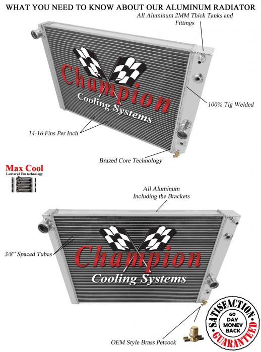 Champion Cooling 1989-1996 Chevrolet Corvette 3 Row All Aluminum Radiator  Made With Aircraft Grade Aluminum CC1052