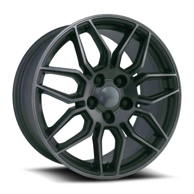 Factory Reproductions FR 401 &ndash; C8 Z06 Corvette Replica Wheels 18x8.5 5x4.75 +54 HB 70.3 C8 Z06 Titanium Grey Mf/Dark Clear with Cap 401885543427F