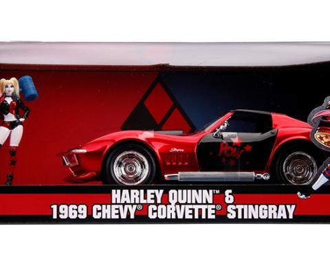 Jada 1:24 W/B DC Comics Bombshells - Harley Quinn & 1969 Chevrolet Corvette Stingray (Red/Black)