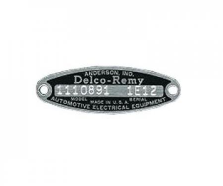 Corvette Distributor Tag (Black Delco), with Number & Date. 1953-1962