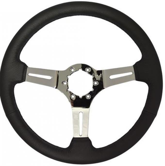 Volante S6 Sport Steering Wheel, with Chrome Spokes & Leather Grip