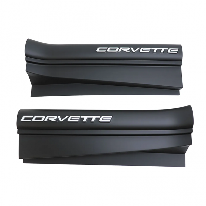 Corvette Sill Ease Protectors, Black, With White Letters, 1997-2004