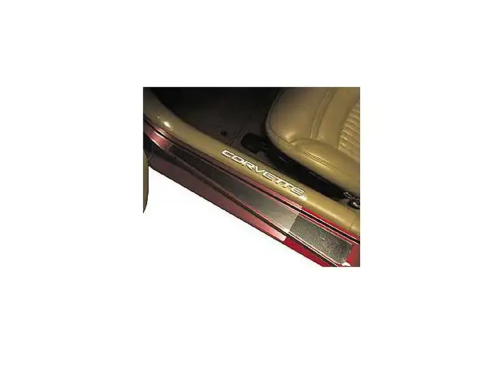 Corvette Sill Protectors, Clear, With White Letters, Sill Ease, 1997-2004