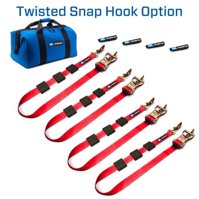 Race Ramps 2 x 10 Tire Block Strap Pack with Twisted Snap Hook Ends - Red 513000