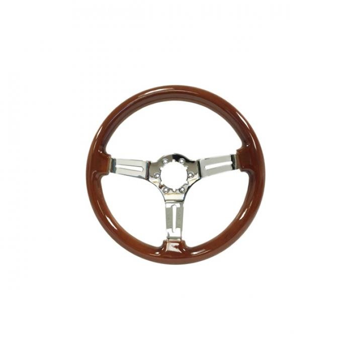 Corvette Steering Wheel, Simulated Walnut Wood, 14.5",  1963-1966