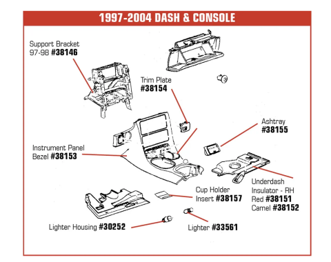 Corvette Instrument Panel Support Bracket, 1997-1998