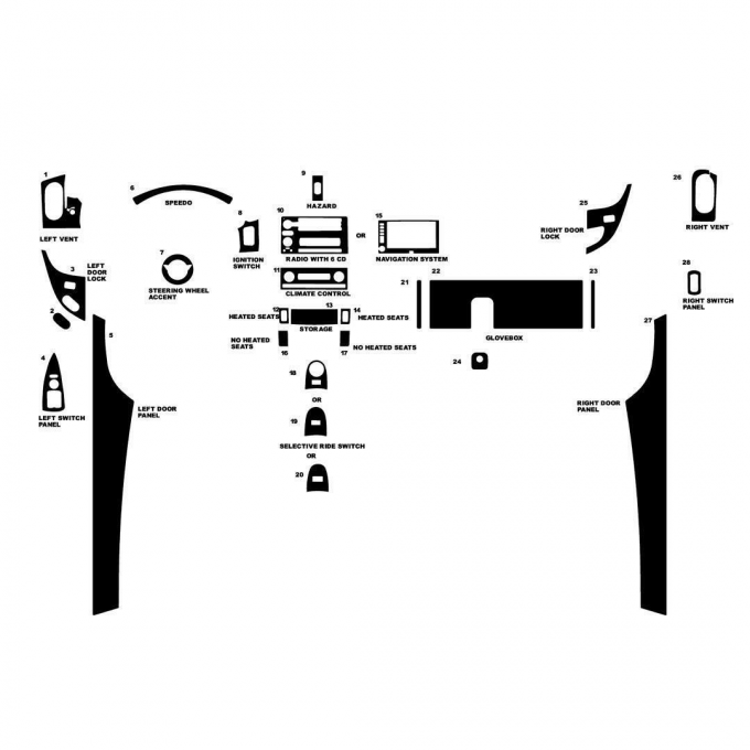Corvette Dash Kit Carbon Fiber 15Pc, 20052013 Corvette Depot