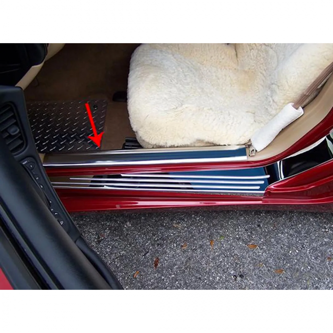 Corvette Sill Covers, Inner, Polished Stainless Steel, 1997-2004