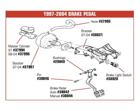 Corvette Brake Pedal, Manual, 1997-2004