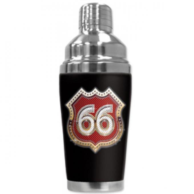 Mugzie Cocktail Shaker, Hot Or Cold, Checkered Flag Route 66 Bling (red)