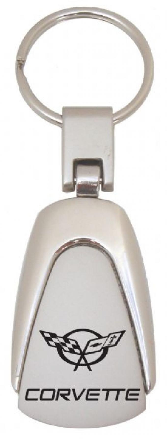 Corvette Key Fob, Chrome Tear Drop Style, with C3C6 Logo