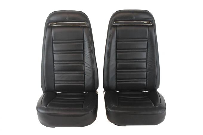 Corvette America 1972-1974 Chevrolet Corvette 100% Leather Mounted Seat Cover Set With Shoulder Harness 419420MS | 59-96 Black