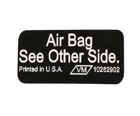 Corvette Sunvisor Air Bag Warning Label, 1990-1996