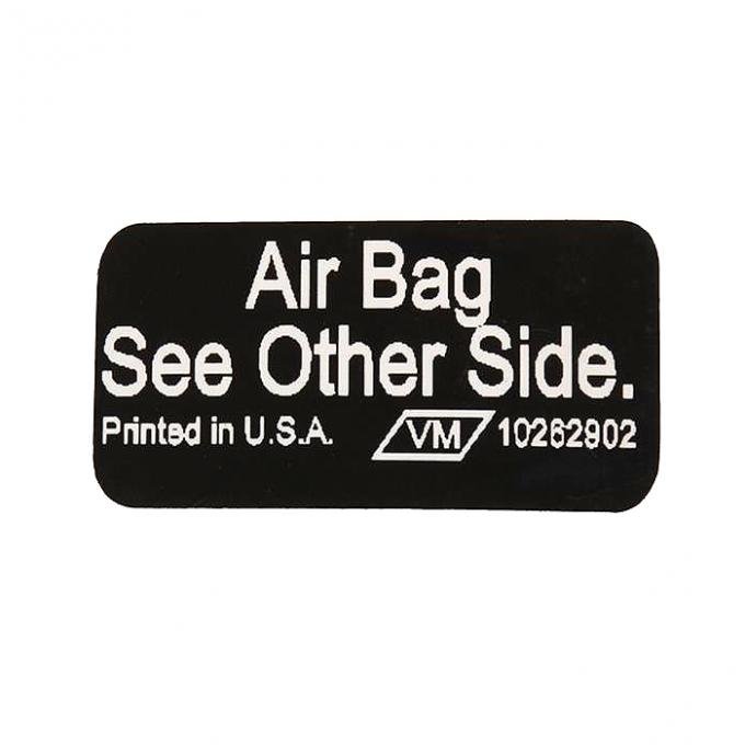 Corvette Sunvisor Air Bag Warning Label, 1990-1996