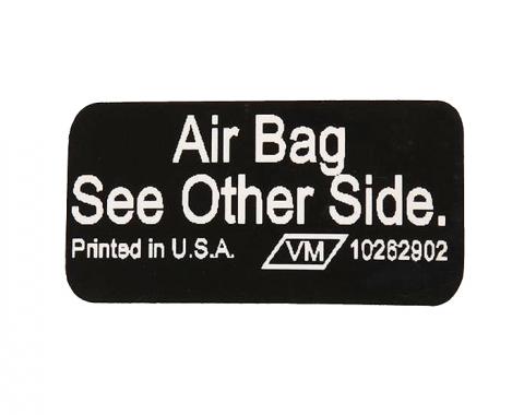 Corvette Sunvisor Air Bag Warning Label, 1990-1996
