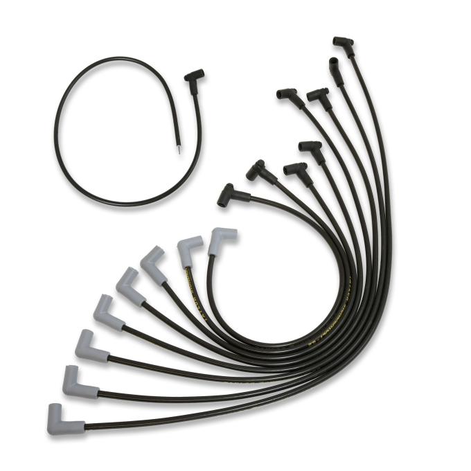 Taylor Cable Chevy Small Block Race Fit 8.2mm Thundervolt Spark Plug Wire Set with Under Headers HEI Fitment, Black, 90&deg; Spark Plug Boot Angle 86030