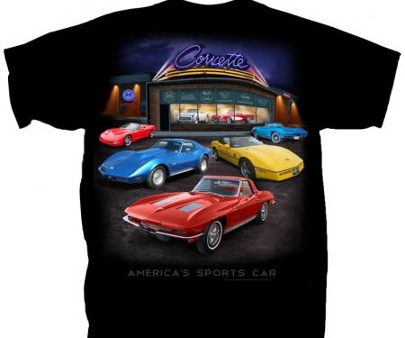 Corvette T-Shirt, Corvette Showroom, Black
