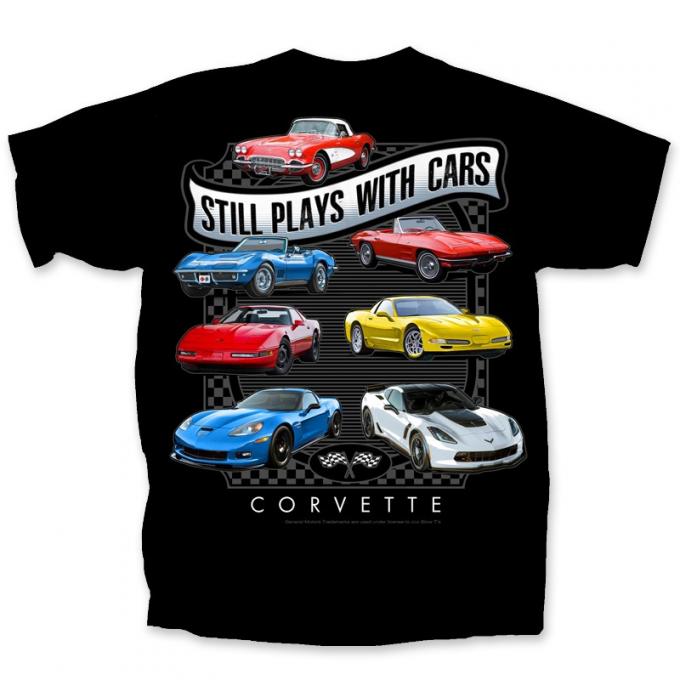 Corvette T-Shirt, Still Plays with Cars, Black