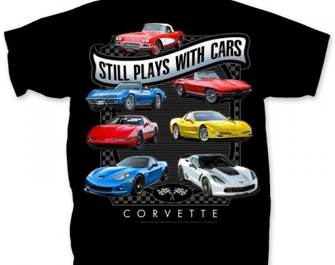 Corvette T-Shirt, Still Plays with Cars, Black