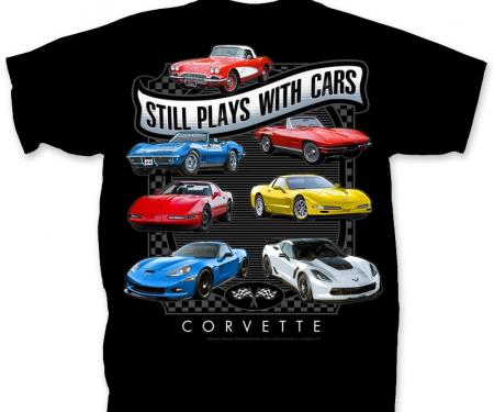Corvette T-Shirt, Still Plays with Cars, Black