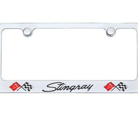 License Plate Frame / Bezel - C2 And C3 Stingray Logo Chrome
