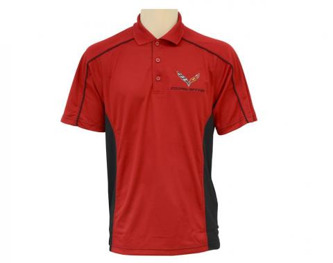 C7 Red Black Colorblock Performance Polo Shirt
