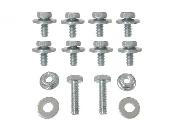 Redline Restomotive® 1963-1973 Chevrolet Corvette 14 Piece Rear Exhaust Valance Panel Mounting Bolt and Nut Kit