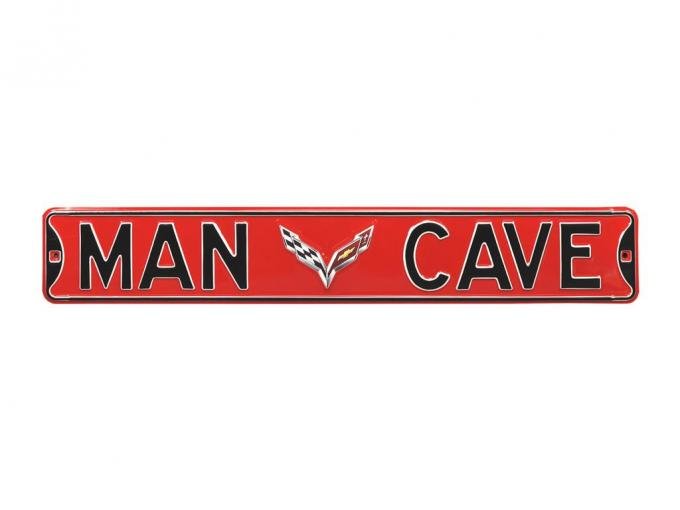 C7 Man Cave Red Street Sign