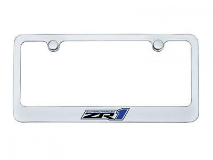 License Plate Frame Bezel ZR1 Logo Chrome