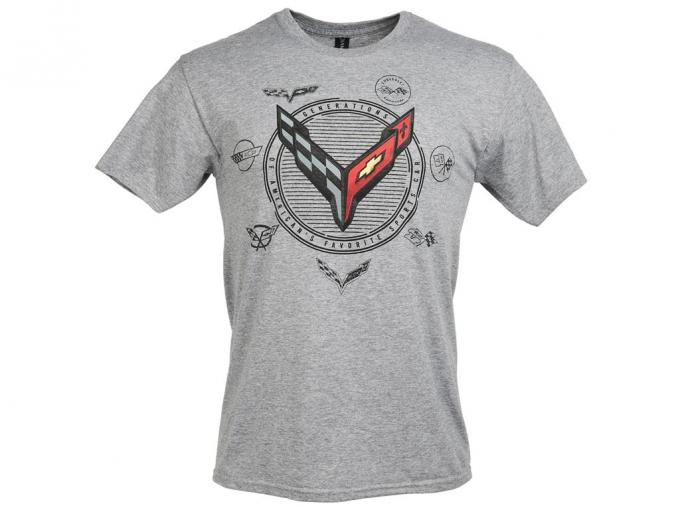 T-Shirt Men&rsquo;s 8 Generations Americas Favorite Sports Car Gray