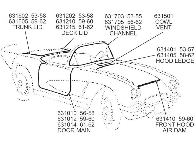 53-58 Trunk Lid Weatherstrip