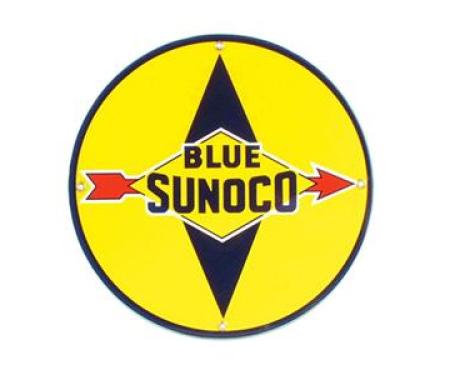 Porcelain Sign - Blue Sunoco 12" Round